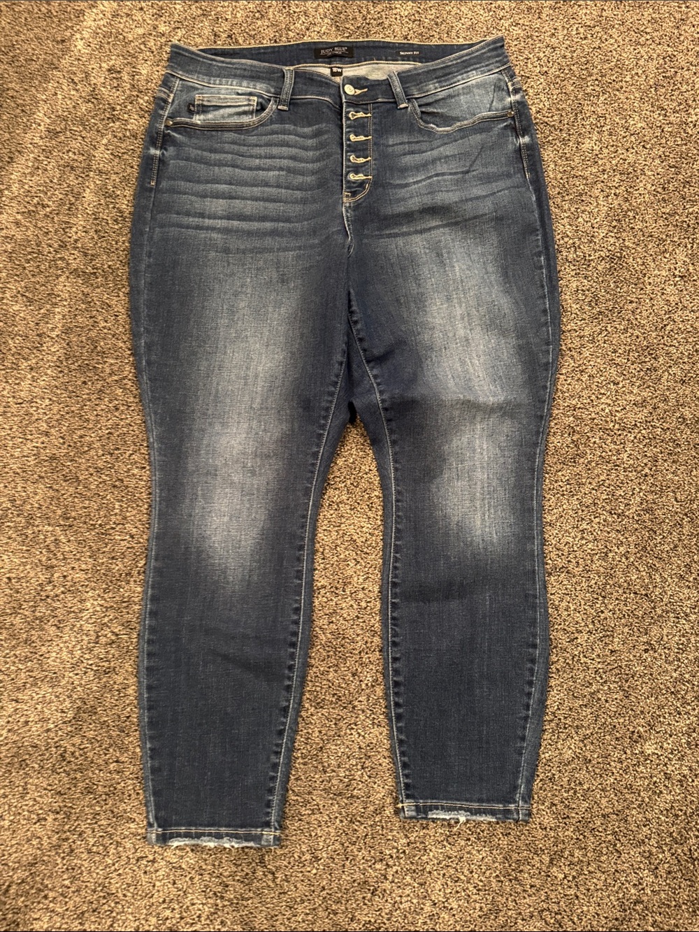 Judy Blue Dark Blue High-Rise Button-Fly Skinny Jeans